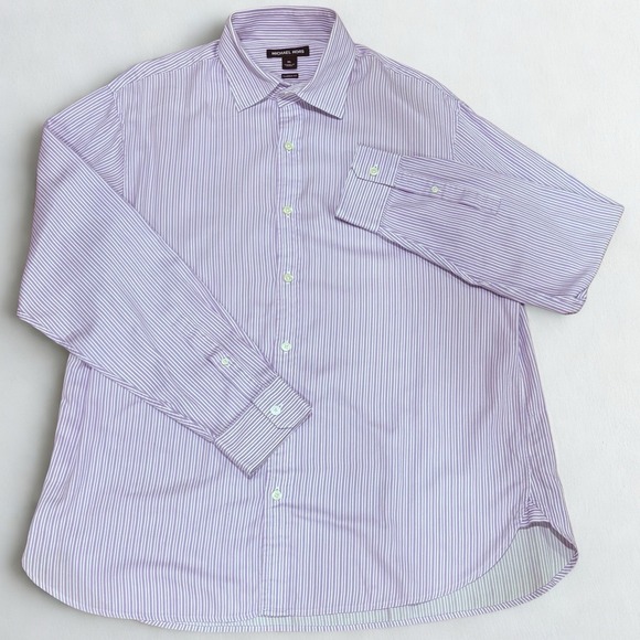 Michael Kors Classic Fit Button Down Shirt Mens XL Purple Striped - Picture 5 of 7